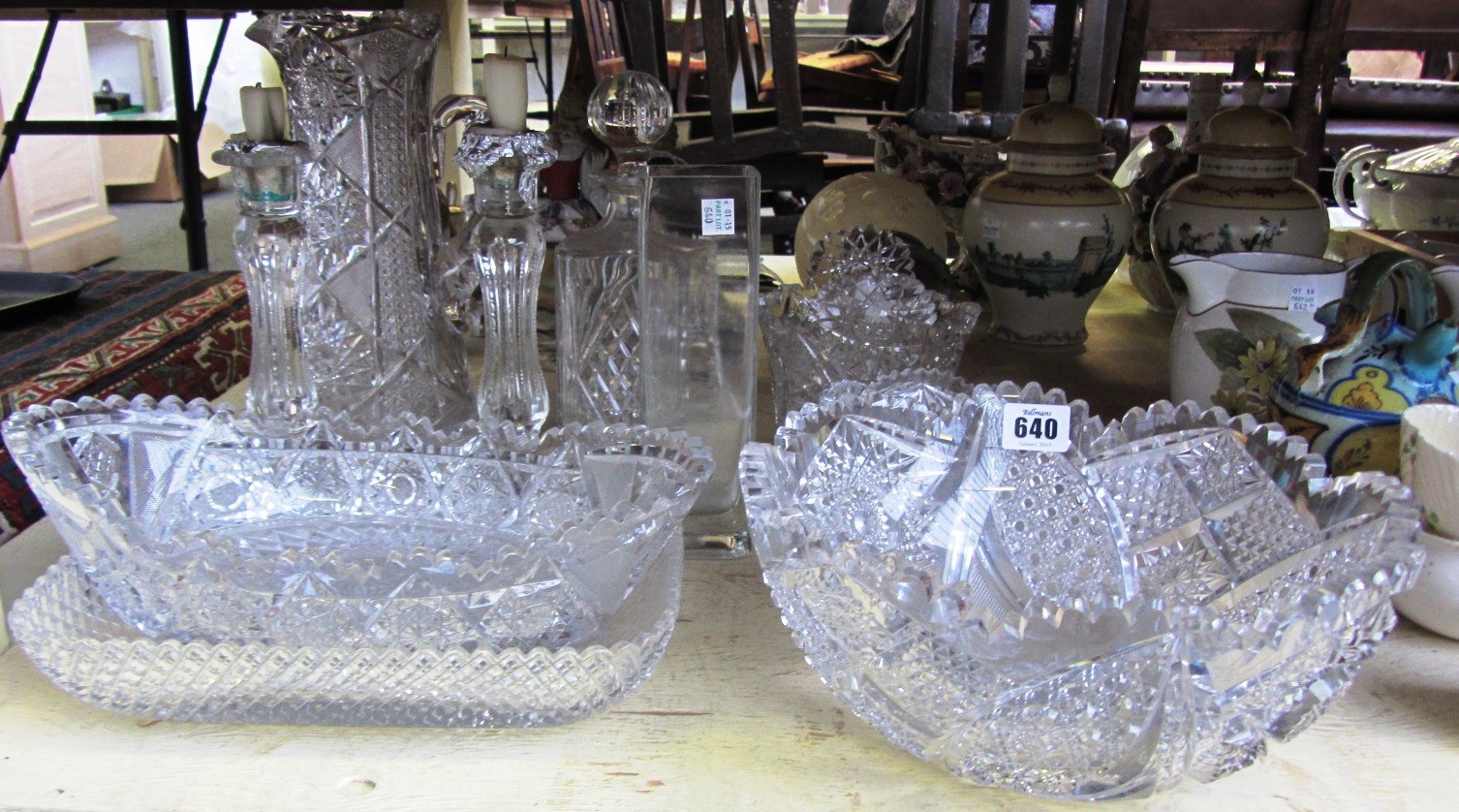 Appraisal: A quantity of cut glass wares including a pair of