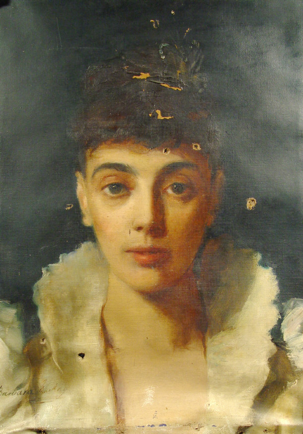 Appraisal: Barbara - Oil onto canvas portrait of a young woman