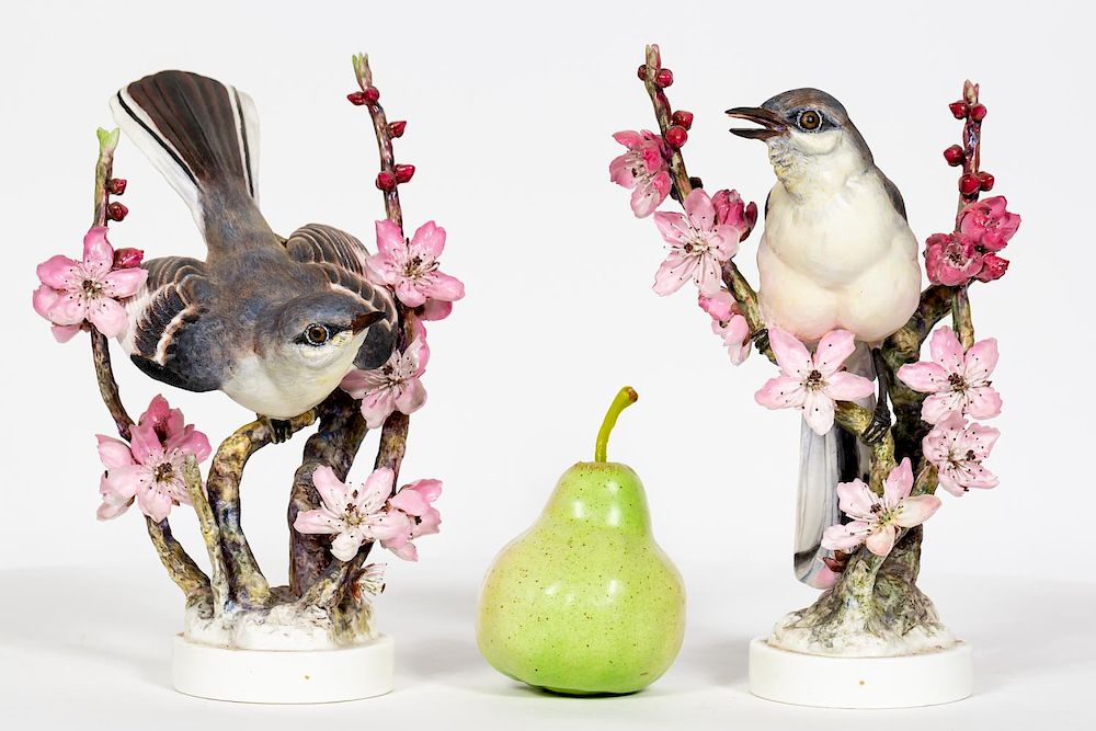 Appraisal: Pair Doughty Mocking Bird Porcelain Figurines Dorothy Doughty Italian -