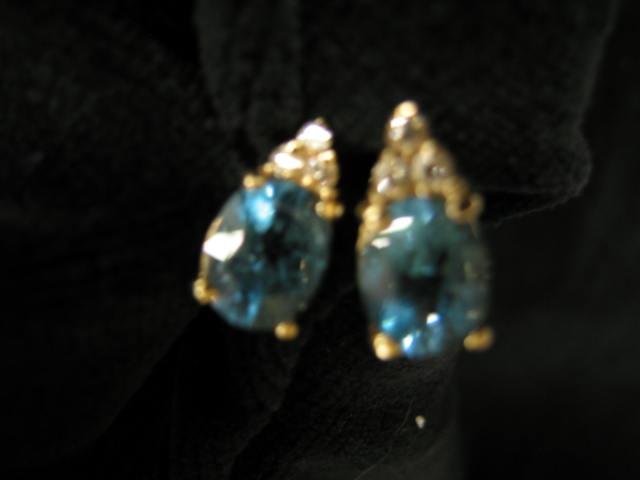 Appraisal: Blue Topaz Diamond Earrings fine pear shape gems with three