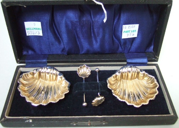 Appraisal: A pair of silver salts each of scallop shell form