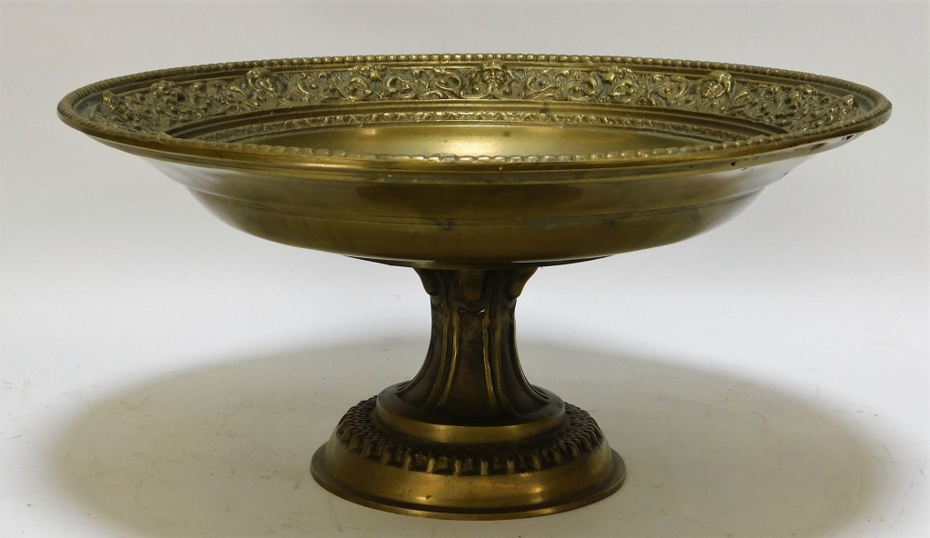 Appraisal: CONTINENTAL NEOCLASSICAL CHASED BRASS TAZZA Europe th-Early th CenturyDecorated with