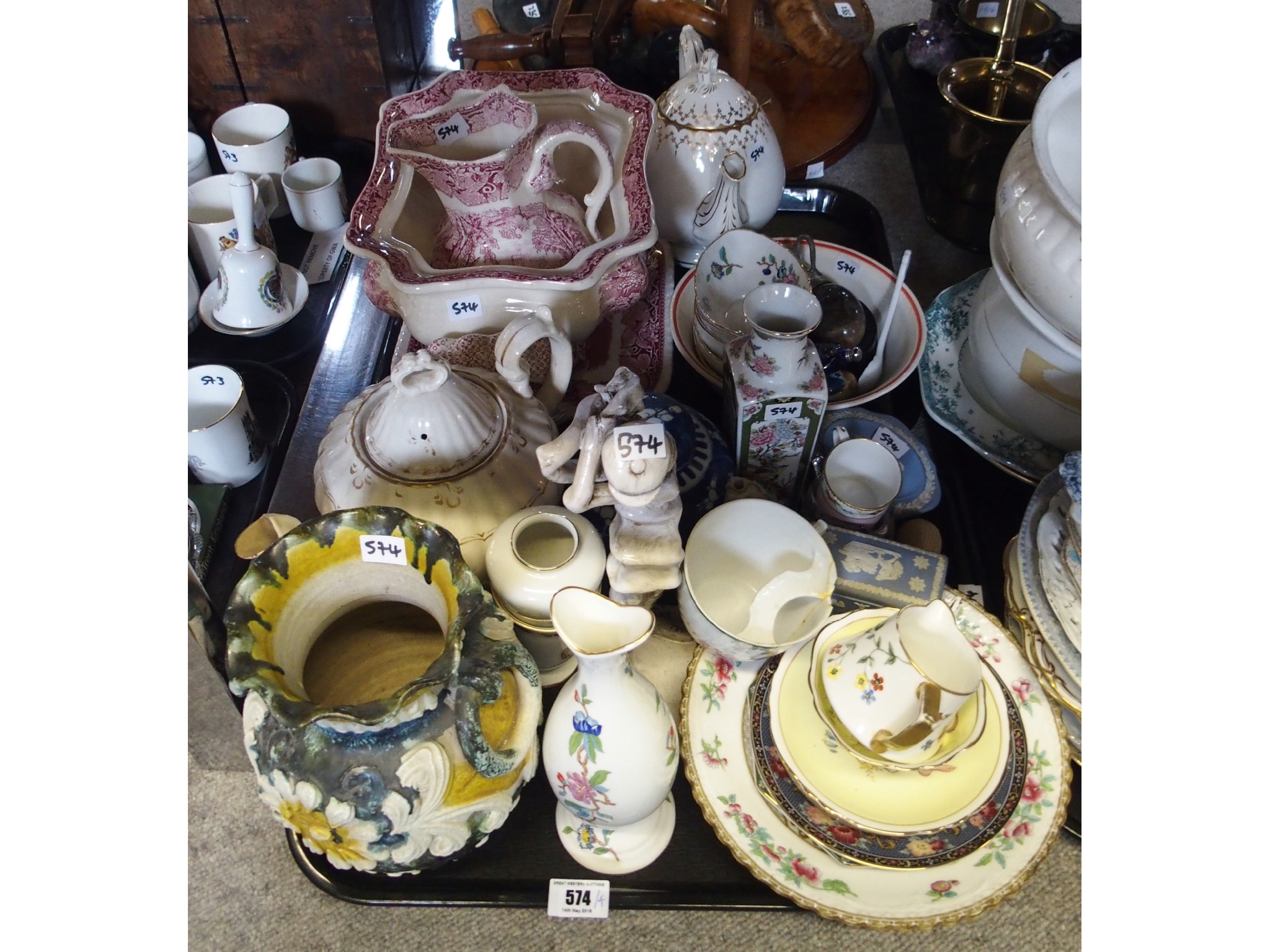 Appraisal: Collection of pottery including a spongeware bowl and jug Masons