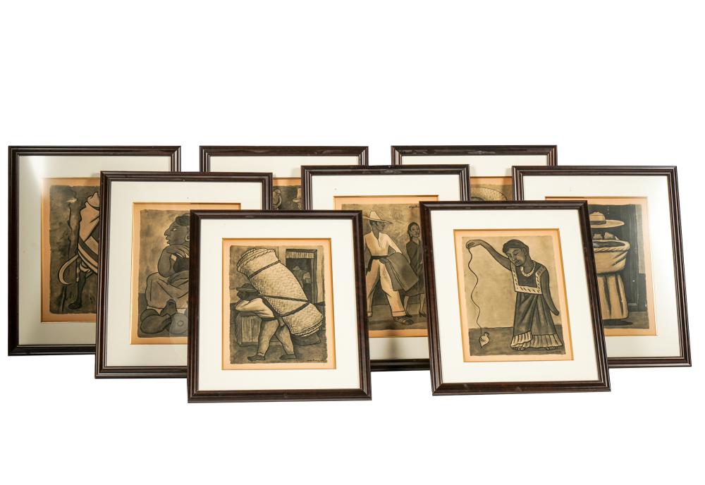 Appraisal: AFTER DIEGO RIVERA EIGHT FRAMED PRINTSreproduction prints each matted and