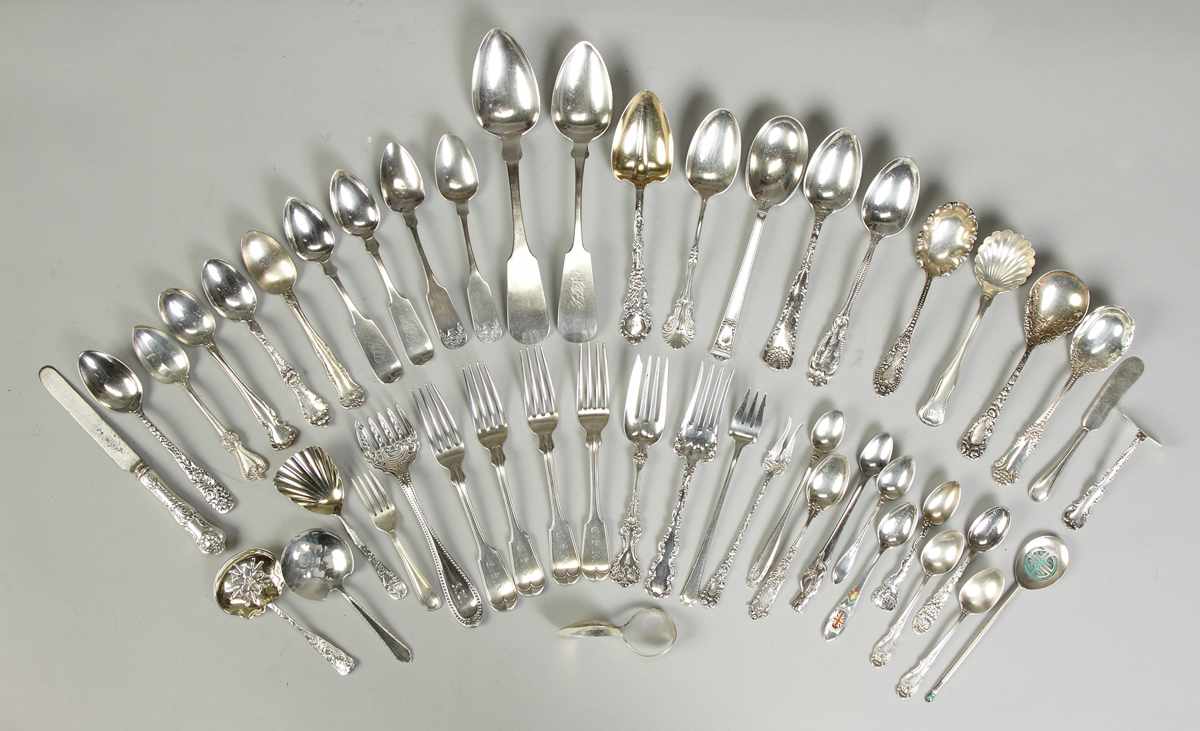 Appraisal: Large Group Misc Sterling Coin Flatware pcs ozt weight not