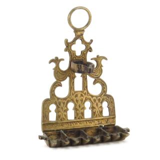 Appraisal: Early Judaica Moroccan Brass Menorah Early Judaica Moroccan Brass Menorah