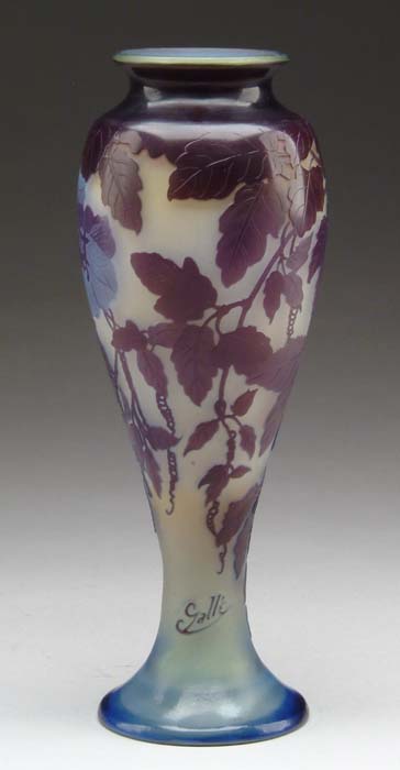 Appraisal: GALLE VASE Very pretty light blue lilac and purple polished