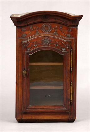 Appraisal: French Provincial Carved Cherrywood Hanging Cupboard x x in