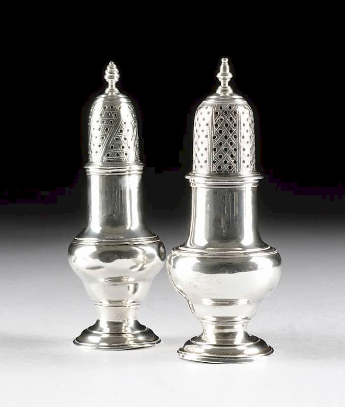 Appraisal: TWO GEORGE III STERLING SILVER SUGAR CASTERS THOMAS DANIEL LONDON