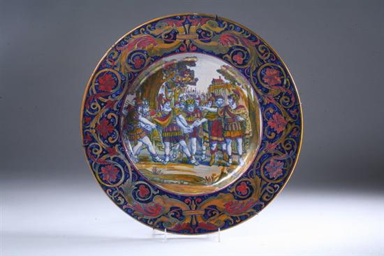 Appraisal: ITALIAN MAIOLICA LUSTREWARE CHARGER th century Possibly depicting the arrest