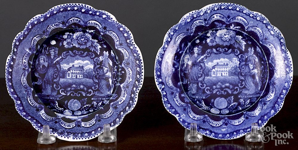 Appraisal: Two Historical Blue Staffordshire plates Two Historical Blue Staffordshire America