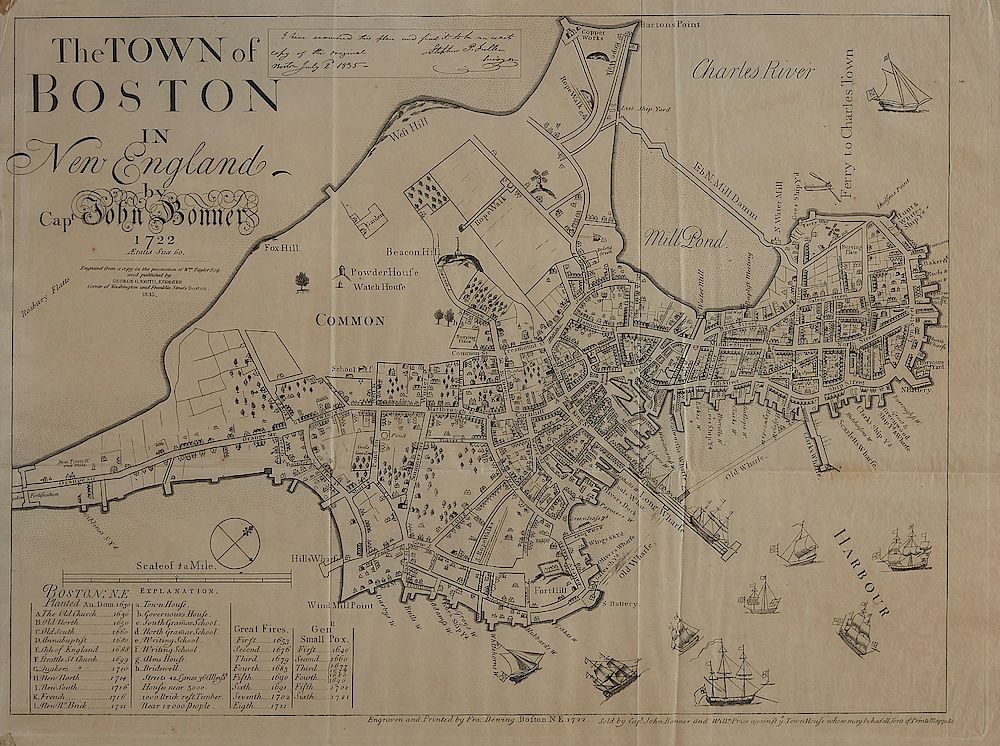 Appraisal: Bonner Map of Boston Version John Bonner engraving on paper