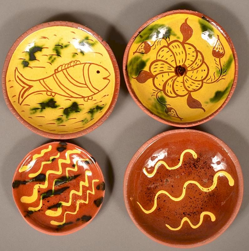 Appraisal: Breininger Dec Miniature Plates Four Breininger Pottery Decorated Miniature Plates