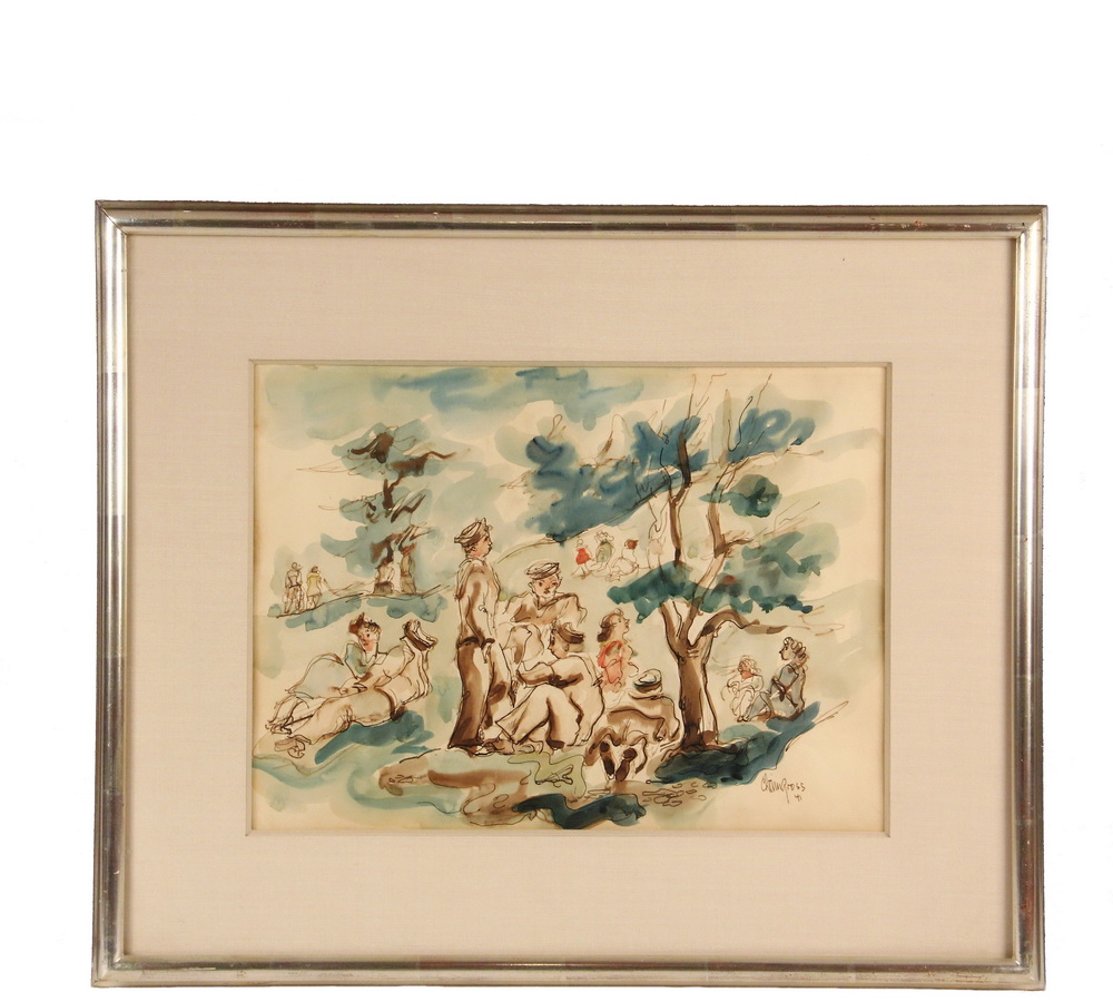 Appraisal: CHAIM GROSS NY MA - - Sailors On Leave watercolor