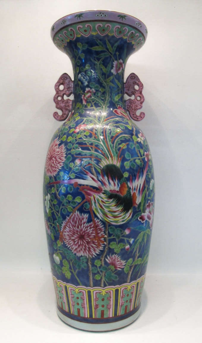 Appraisal: CHINESE PORCELAIN VASE baluster form and having applied split-handles with