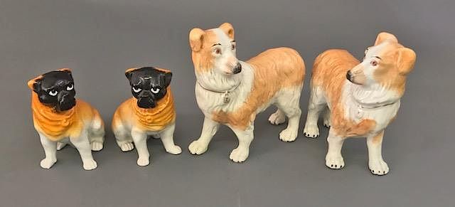 Appraisal: Staffordshire Pair of Dogs Pair of Pugs Pair of Staffordshire