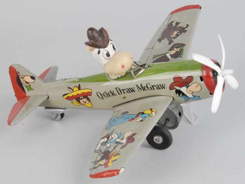 Appraisal: Tin Litho Linemar Quick Draw McGraw Airplane Toy Description Japanese