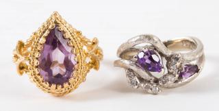 Appraisal: K white gold pear shape amethyst with small diamond ring