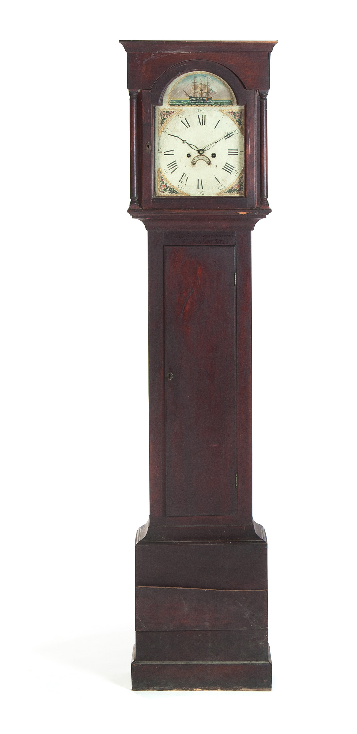 Appraisal: AMERICAN FLAT TOP TALL CASE CLOCK First quarter th century