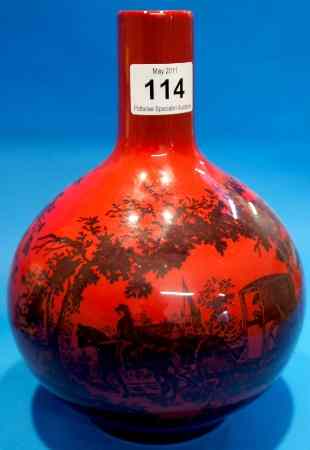 Appraisal: Royal Doulton Flambe Woodcut Vase