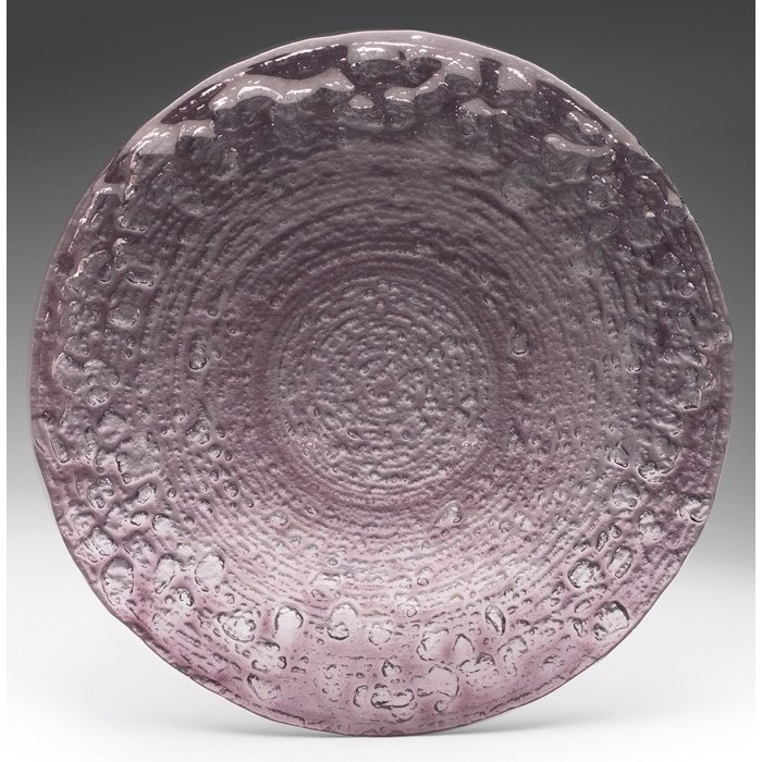 Appraisal: Glen Lukens charger large form in textured amethyst glass unsigned