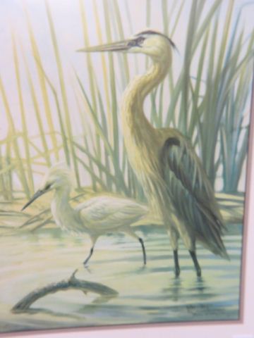 Appraisal: John Doyle lithograph herons along shoreline of image area x