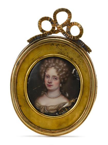 Appraisal: French enamel miniature portrait th century Oval depicting a noblewoman