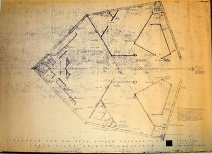 Appraisal: pieces Wright Frank Lloyd Architectural Plans Synagogue for the Beth