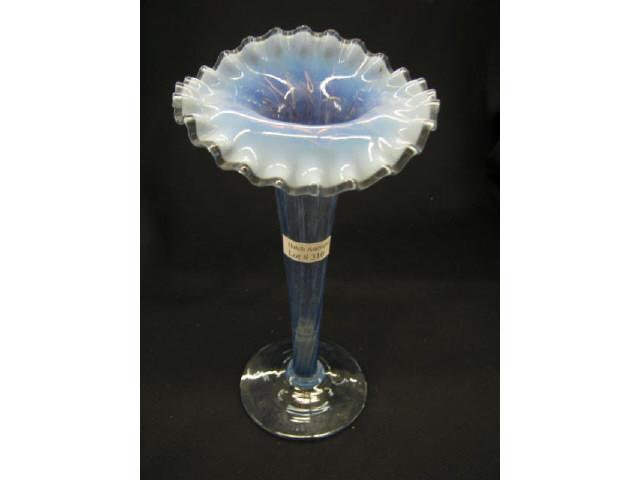 Appraisal: Victorian Jack-in-the-Pulpit Art Glass Vase blue opalescent excellent