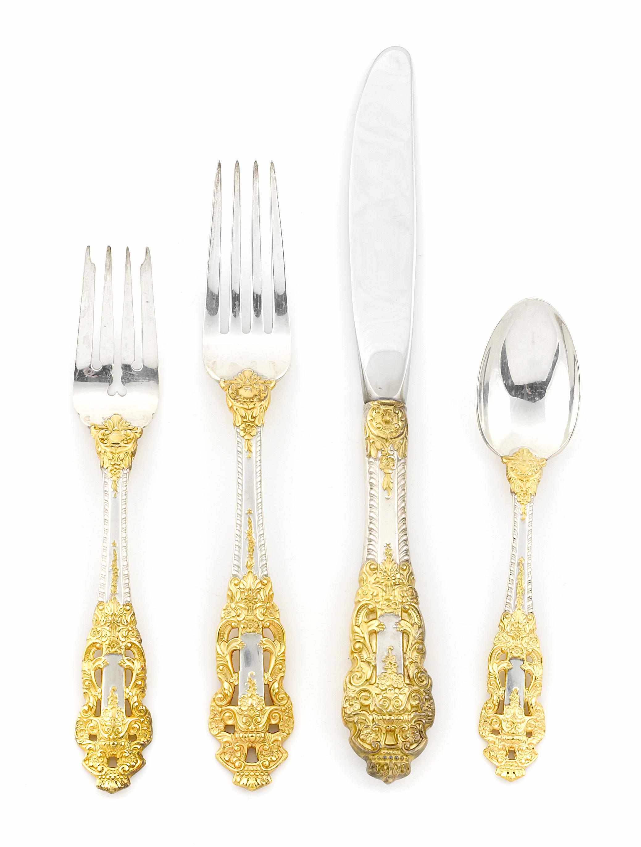 Appraisal: An American parcel-gilt sterling silver flatware service for eighteen Gorham