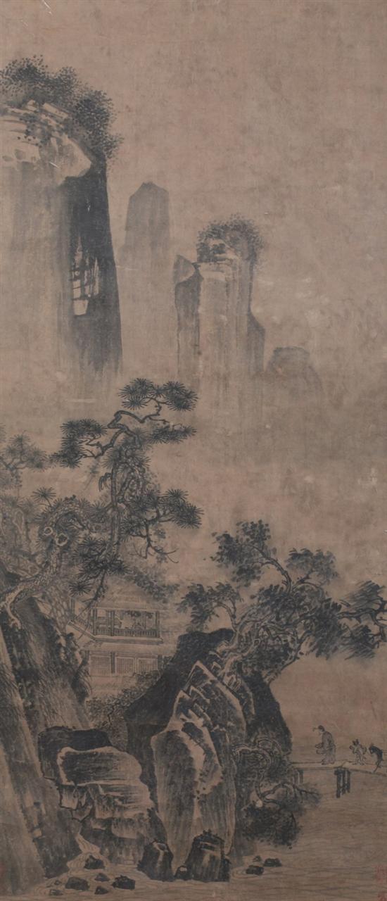 Appraisal: ANONYMOUS Korean th century LANDSCAPE ink on paper sealed -