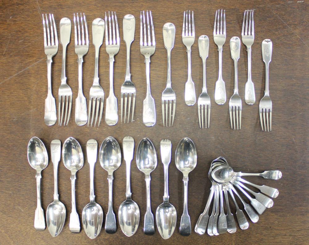 Appraisal: THIRTY-FIVE ASSORTED SILVER FLATWARE British sterling silver forks L British