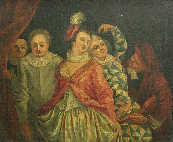 Appraisal: Manner of Jean Antoine Watteau Columbine and other actors from