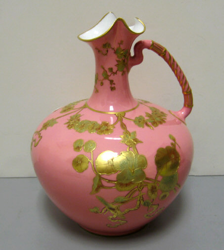 Appraisal: DERBY CROWN PORCELAIN CO LTD Pink grounded porcelain handled jug