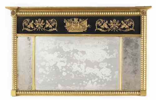 Appraisal: Regency giltwood over-mantle mirror ca the frieze with relief classical