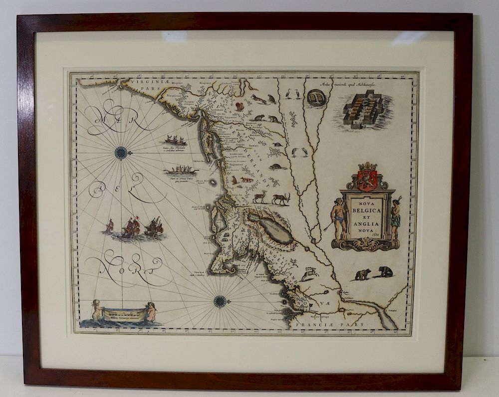 Appraisal: Framed Wm Blaeu Nova Belgica Et Anglia Map Lovely example