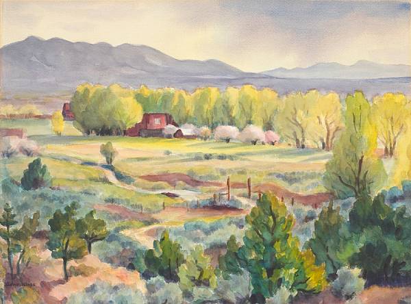 Appraisal: Gene Kloss - A Farm in Spring signed 'Gene Kloss'