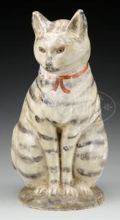 Appraisal: RARE LARGE CHALKWARE SEATED CAT RARE LARGE CHALKWARE SEATED CAT