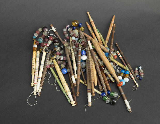 Appraisal: A Collection of th century bobbins Comprising of wooden and