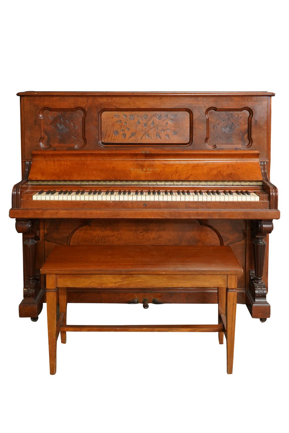 Appraisal: BUSH GERTS CHICAGO UPRIGHT PIANOserial number with associated bench of