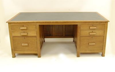 Appraisal: A modern Derek 'Lizardman' Slater oak desk rectangular with inset