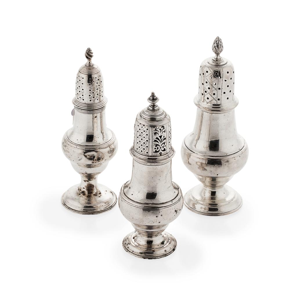 Appraisal: A matched group of three silver sifters two George III