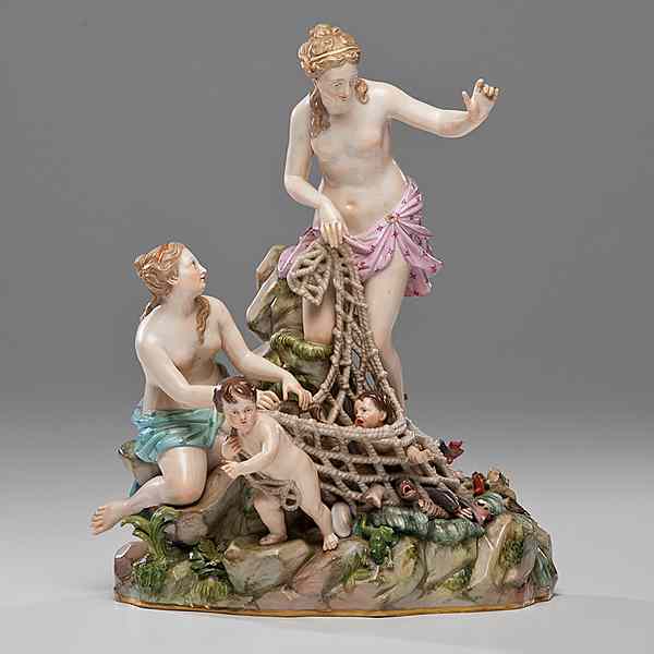 Appraisal: Meissen Figural Group Sea Creatures German A porcelain figural group