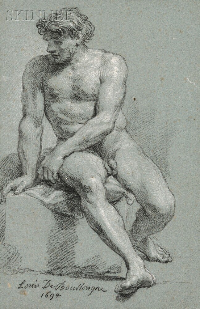 Appraisal: Louis Boullogne the Younger French - Seated Male Nude Twisting