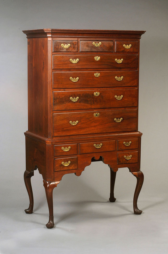 Appraisal: PENNSYLVANIA QUEEN ANNE WALNUT HIGHBOY In two parts the upper