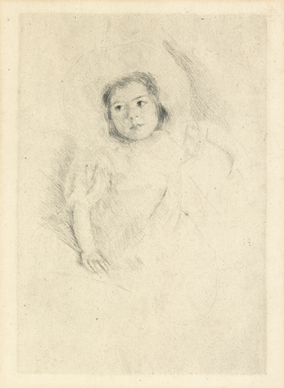 Appraisal: MARY CASSATT Margot Wearing a Bonnet Drypoint on cream laid