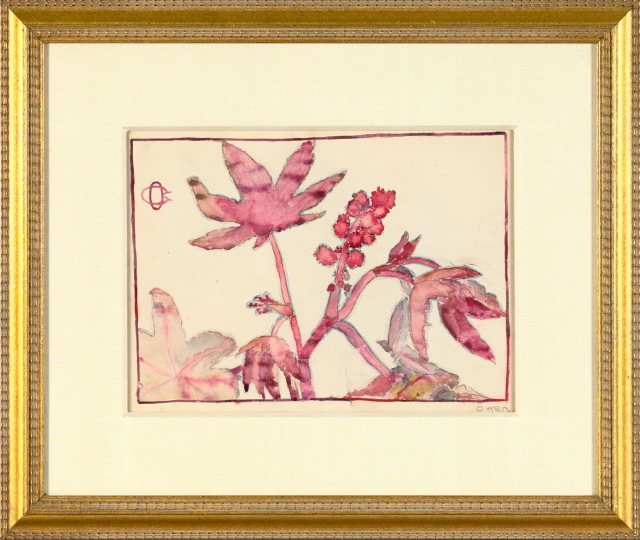 Appraisal: Newcomb College New Orleans Early th Century Red Blossoms watercolor