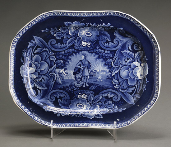 Appraisal: Staffordshire Historical Dark Blue Transfer-Decorated 'Peace and Plenty' Platter James