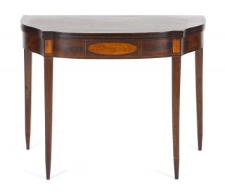 Appraisal: New England Federal mahogany card table ca with line inlay