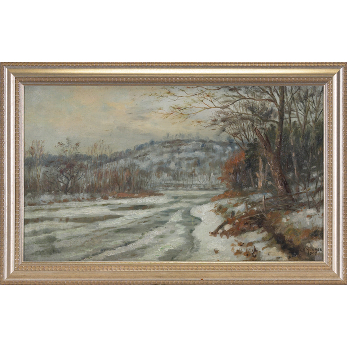 Appraisal: C A Meurer American - Winter Landscape oil on canvas